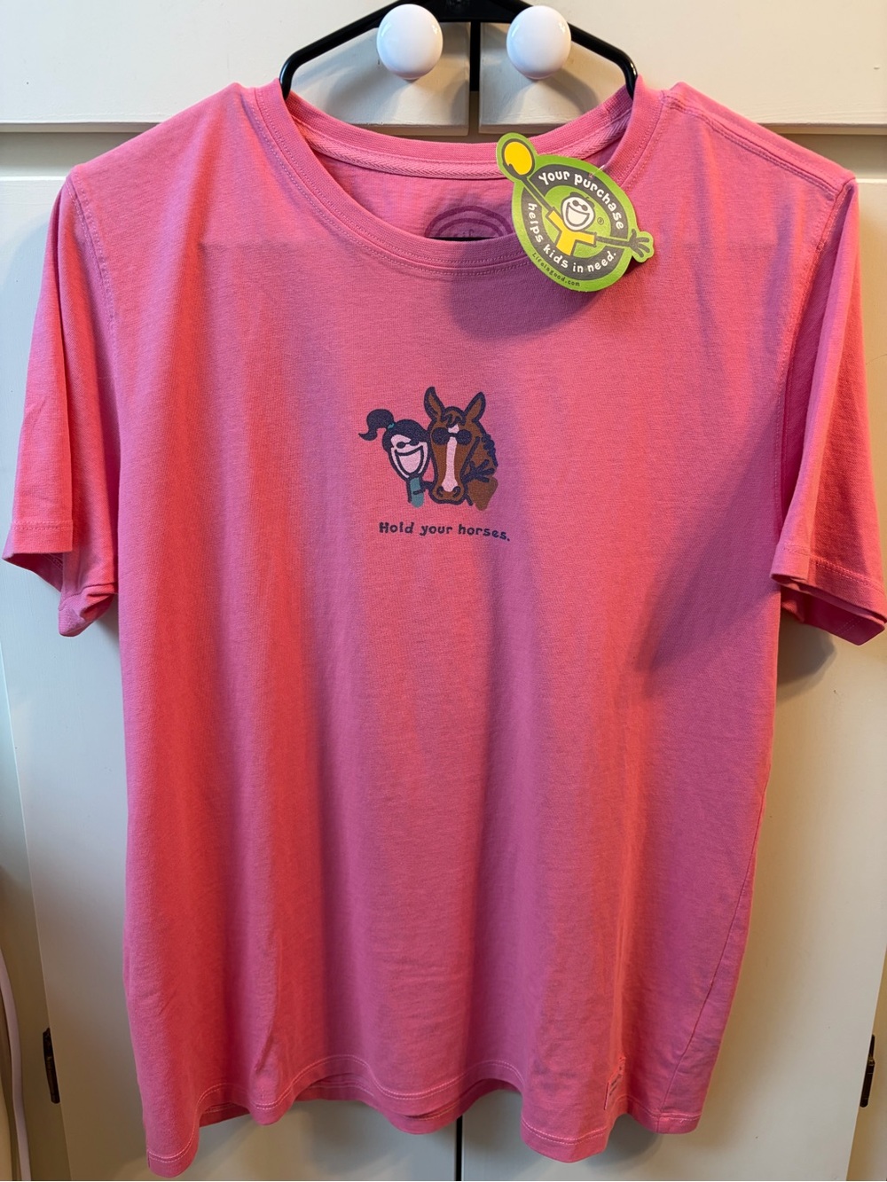 Life Is Good Pink Women's 'Hold Your Horses' Horse & Girl Graphic Tee - Picture 2 of 7